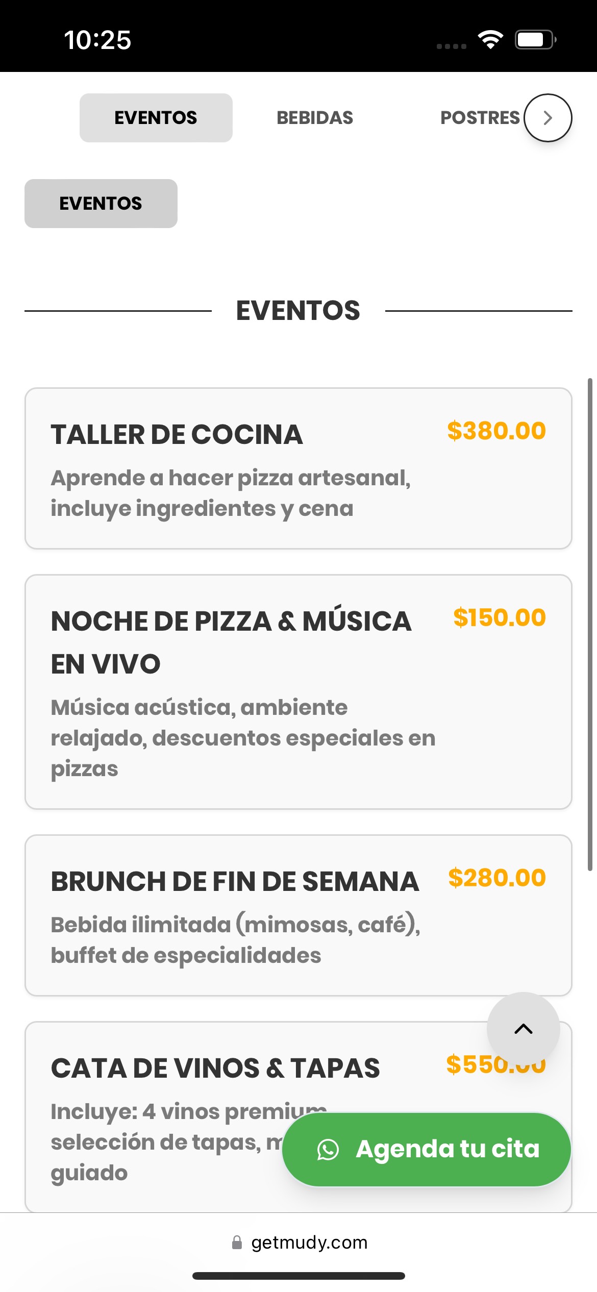 Menú Profesional