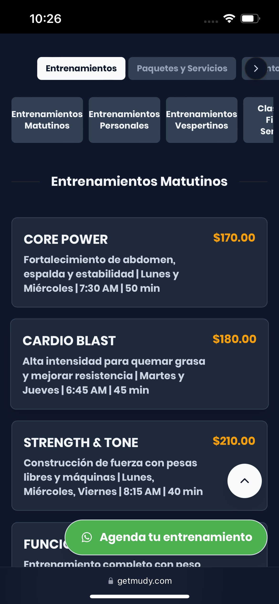 Menú Profesional